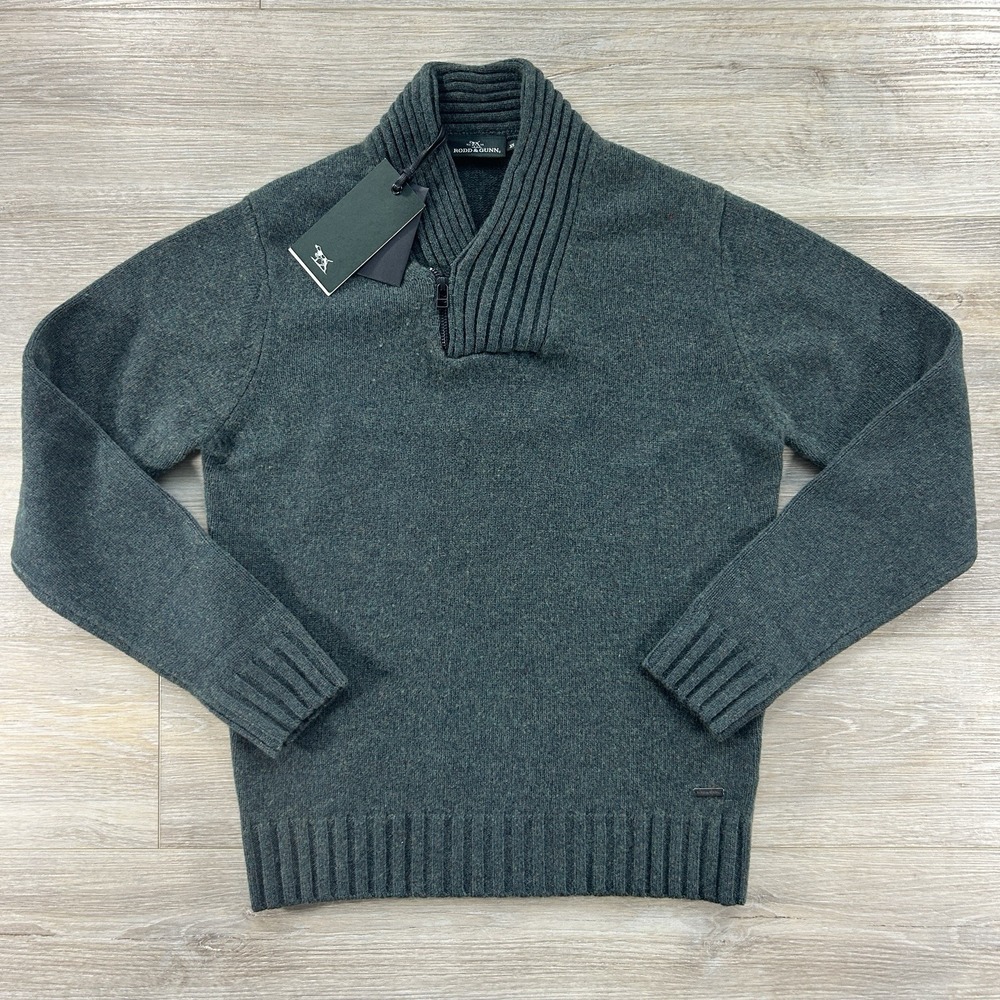 NWT Rodd &Gunn XS Stanmore Bay Knit Wool Quarter Zip Sweater Bottle Green